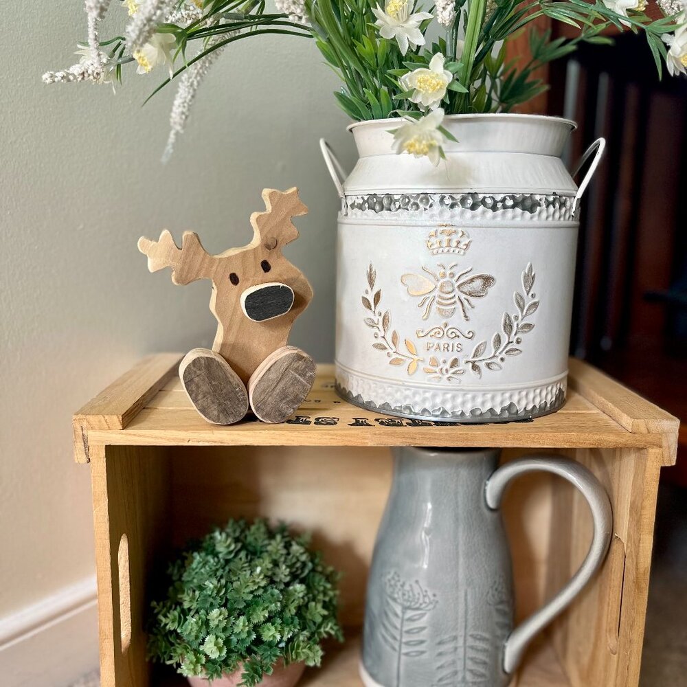 Handcrafted Repurposed Reindeer Shelf Sitter ONLY (that can be a Stocking Holder